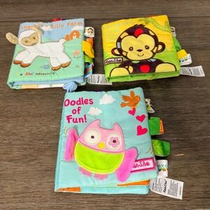 HanShe Soft Cloth Sensory Taggies Baby Book Lot 3